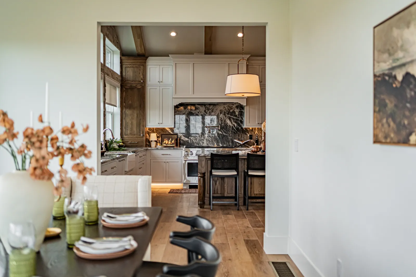 A staged kitchen and dining area in an Ammon, Idaho home by Style House